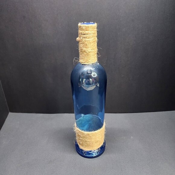 Handcrafted Cobalt Blue Glass Wine Bottle Decorative Arts & Crafts - Picture 1 of 8